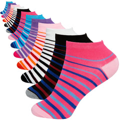 3 Pairs of Ladies Low Cut Ankle Socks Str2pe Design 1