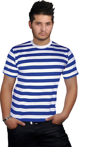 KIDS MENS LADIES STRIPED BLUE & WHITE TOPS T-SHIRT