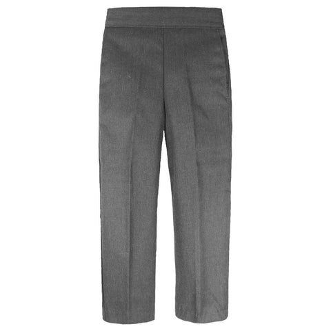 KIDS BOYS PULL UP TROUSERS CHILDREN SCHOOL UNIFORM HALF ELASTICATED TEFLON PANTS