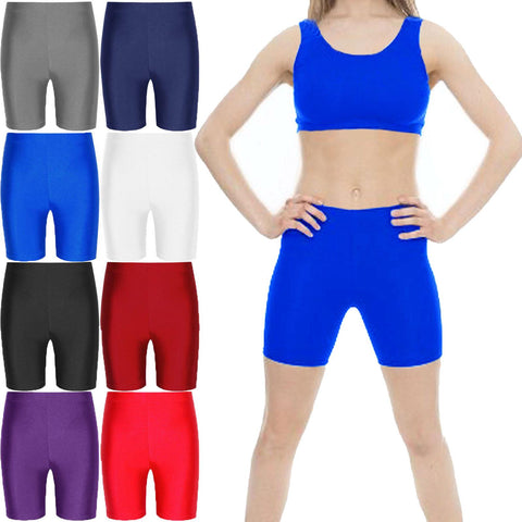 BOYS GIRLS SCHOOL GYMNASTIC SHORTS KIDS DANCE SHINNY LYCRA CYCLING PE SPORTS LOT