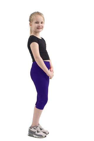 NEW GIRLS CROPPED COTTON LEGGINGS 3/4 CAPRI LENGTH STRETCHY KIDS SUMMER SHORTS