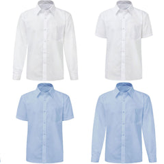 BOYS SCHOOL SHIRTS COLLARED LONG OR SHORT SLEEVES UNIFORM FORMAL SMART WEAR TOPS