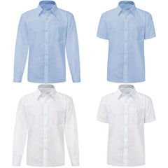 BOYS SCHOOL SHIRTS COLLARED LONG OR SHORT SLEEVES UNIFORM FORMAL SMART WEAR TOPS