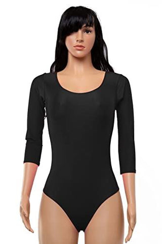 Girls Lycra Stretch Long Sleeve Scoop Neck Leotards Bodysuit Kids School PE Ballet Dance Athletic Gymnastics Full Sleeves Top