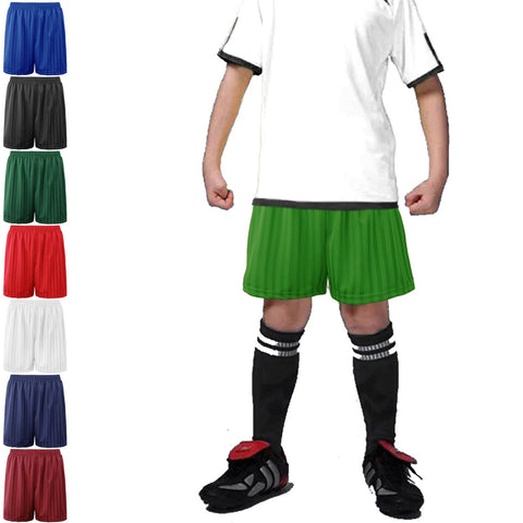 ADULTS FOOTBALL SHADOW STRIPE SHORTS SCHOOL UNIFORM BOYS GIRLS GAMES GYM SPORTS