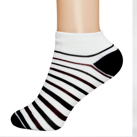 6 Pairs of Ladies Low Cut Ankle Socks Stripe Design 2