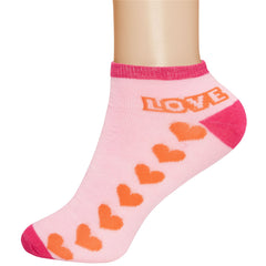 6 Pairs of Ladies Low Cut Ankle Socks Heart Design 1