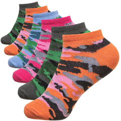 6 Pairs of Ladies Low Cut Ankle Socks Trainer Socks Camouflage