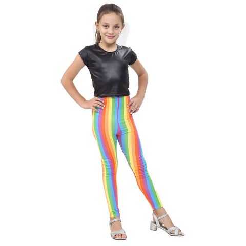 Girls Rainbow Striped Leggings