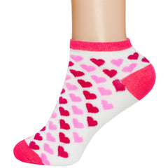 6 Pairs of Ladies Low Cut Ankle Socks Heart Design 2