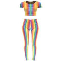 Kids Rainbow Stripped Cropped Top & Leggings Complete Outfit