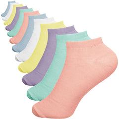6 Pairs of Ladies Low Cut Ankle Socks Trainer Socks Assorted Colours