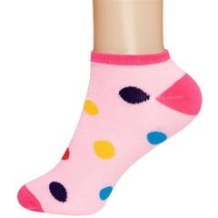 6 Pairs of Ladies Low Cut Ankle Socks Polka Design 1