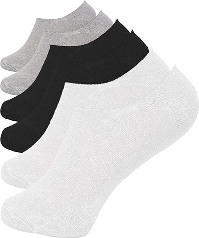 3 Pairs of Women Invisible Sock Black Grey White