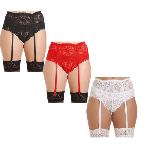 DEEP 6" WIDE LACE SUSPENDER BELT LINGERIE