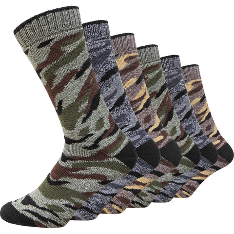 6 Pairs Camouflage Men's Heavy Duty Socks