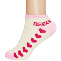 3 Pairs of Ladies Low Cut Ankle Socks Heart Design 1