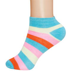 3 Pairs of Ladies Low Cut Ankle Socks Stripe Design 1