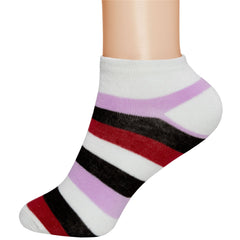 6 Pairs of Ladies Low Cut Ankle Socks Stripe Design 2