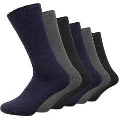 6 Pairs Mens Non-Elastic Black/Grey/Navy thermal Socks
