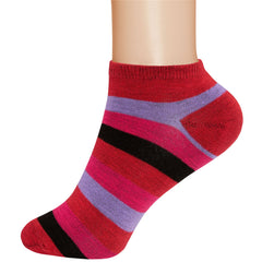 6 Pairs of Ladies Low Cut Ankle Socks Stripe Design 2