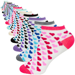 6 Pairs of Ladies Low Cut Ankle Socks Heart Design 2