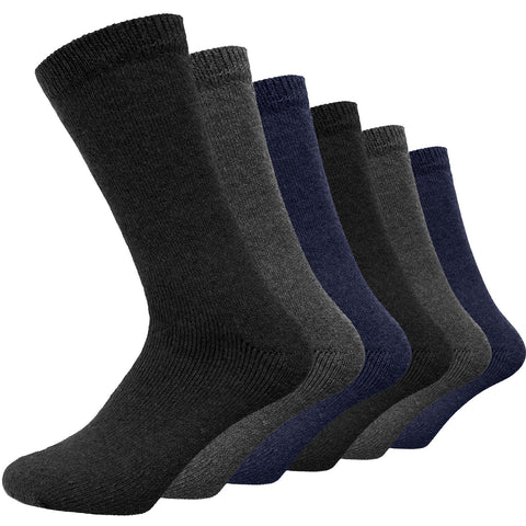 6 Pairs Black/Grey/Navy Men's Heavy Duty Socks