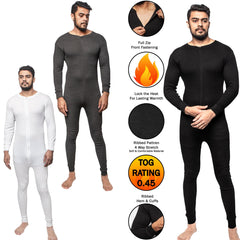 MENS THERMAL ALL IN ONE JUMPSUIT UNDERWEAR PLAYSUIT BASELAYER ZIP UP BODYSUIT