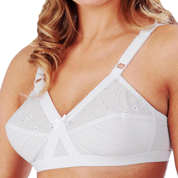WOMEN LADIES EMBROIDERED BRA COMFORTABLE NON PADDED SOFT CUP NO UNDERWIRE 34-44