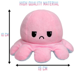 Octopus Plush Toys Sad Angry Cute Double Sided Flip Reversible Funny Xmas Gift