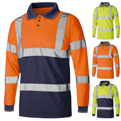 HI VIZ POLO T-SHIRT VISIBILITY REFLECTIVE SECURITY TAPE HIGH VIS SAFETY WORK TOP