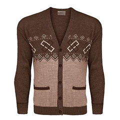 MENS CLASSIC BUTTON CARDIGAN ARGYLE KNITWEAR GRANDDAD AZTEC TWO FRONT POCKETS TOP