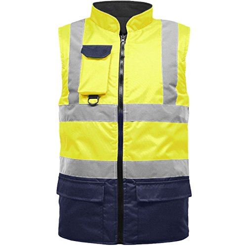 HI VIZ BODY WARMER VIS VISIBILITY FLEECE REVERSIBLE WATERPROOF GILET WAISTCOAT