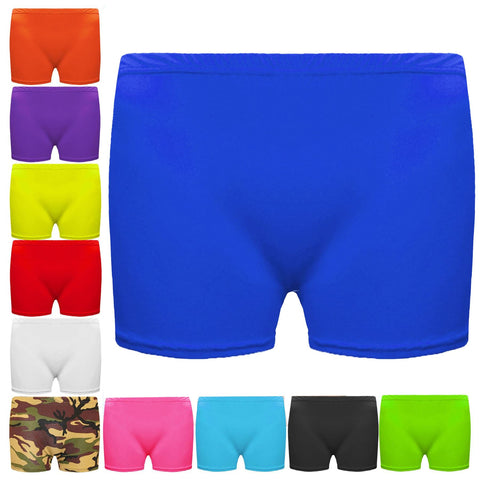 WOMENS LADIES GIRL MICROFIBER HOT PANTS KNICKER LYCRA DANCE SHORTS GYM SEXY NEON