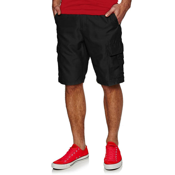 MENS PLAIN ELASTICATED COMBAT CARGO SHORTS