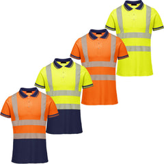 HI VIS VIZ VISIBILITY T-SHIRT POLO SHIRT TOP SAFETY SECURITY WORKER REFLECTIVE