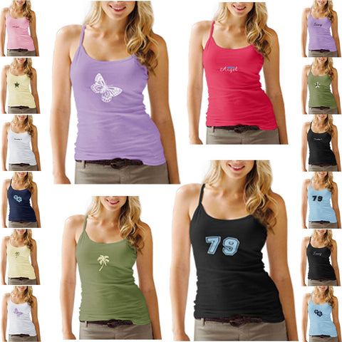 WOMENS TWIN PACK STRAPPY VEST STRETCHY PRINT LADIES CAMI TOP T SHIRT TEE SUMMER