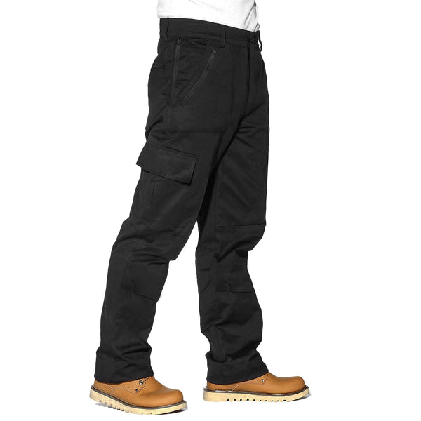 BLACK HEAVY DUTY COMBAT MENS CARGO TROUSER