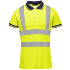 HI VIZ VISIBILITY POLO T SHIRT REFLECTIVE TAPE SAFETY HIGH VIS SECURITY WORK TOP
