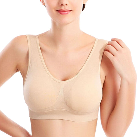 PADDED WOMENS LADIES SEAMLESS BRA LEISURE CROP TOP VEST SPORT COMFORT CONTROL