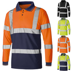 HI VIZ POLO T-SHIRT VISIBILITY REFLECTIVE SECURITY TAPE HIGH VIS SAFETY WORK TOP