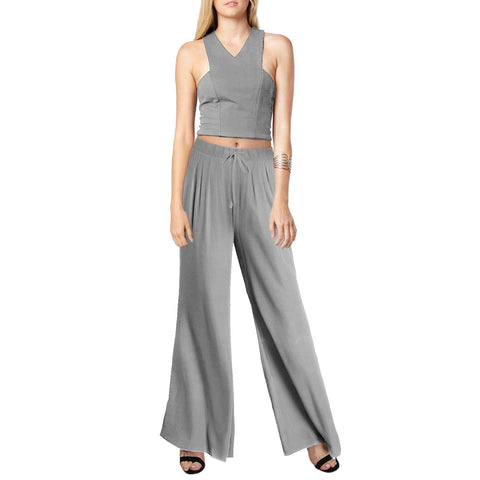 LADIES PALAZZO FLARED BAGGY TROUSERS