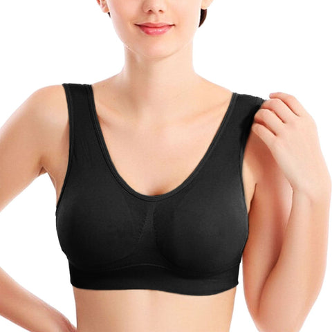 NON-PADDED WOMENS LADIES SEAMLESS BRA SPORTS LEISURE CROP TOP VEST COMFORT S-3XL