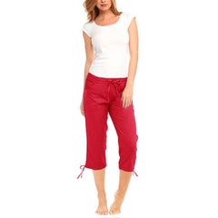 WOMENS LADIES ELASTICATED 3/4 SHORTS CROPPED TROUSERS POCKET COTTON SUMMER PANTS