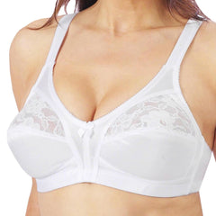 WOMEN LADIES SATIN LACE BRA COMFORT CONTROL SOFT CUP NON PADDED NON UNDERWIRED