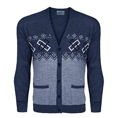 MENS CLASSIC BUTTON CARDIGAN ARGYLE KNITWEAR GRANDDAD AZTEC TWO FRONT POCKETS TOP